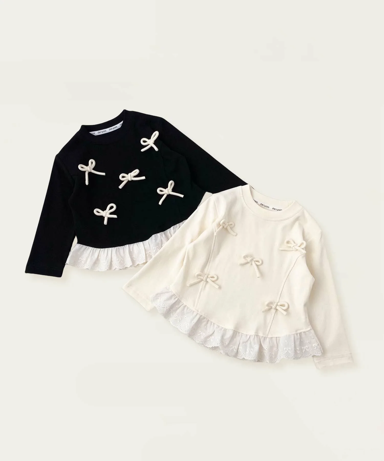 Топ с оборками и лентами по низу Aimoha Kids, off white — фото 4