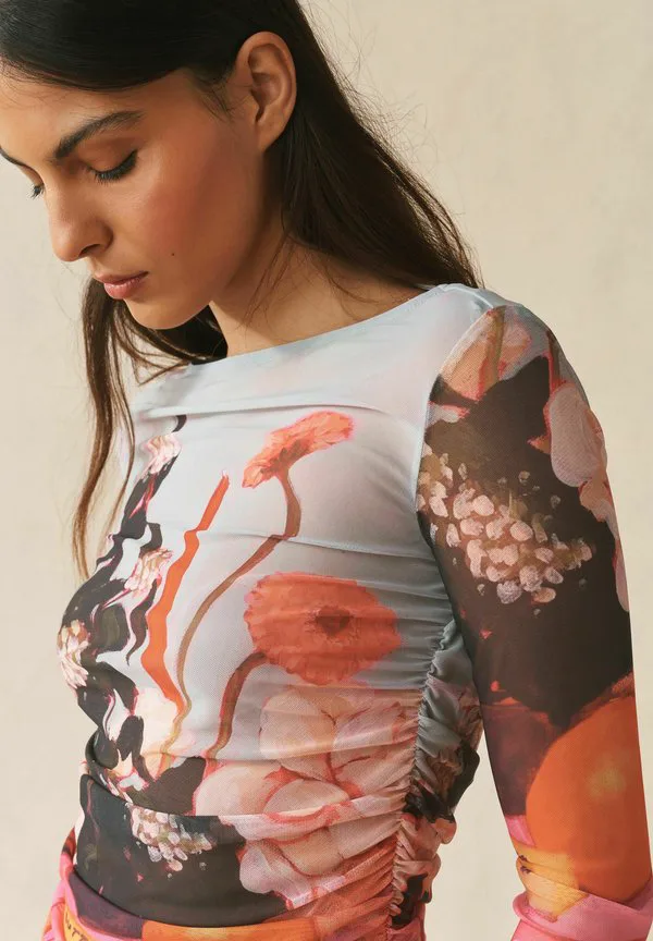 Блузка с длинными рукавами и присборенными боками Next, Lindsey Cherek Waller Floral — фото 4