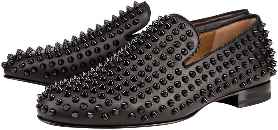 

Мужские и женские модные лоферы FSJ с шипами и заклепками, черный
