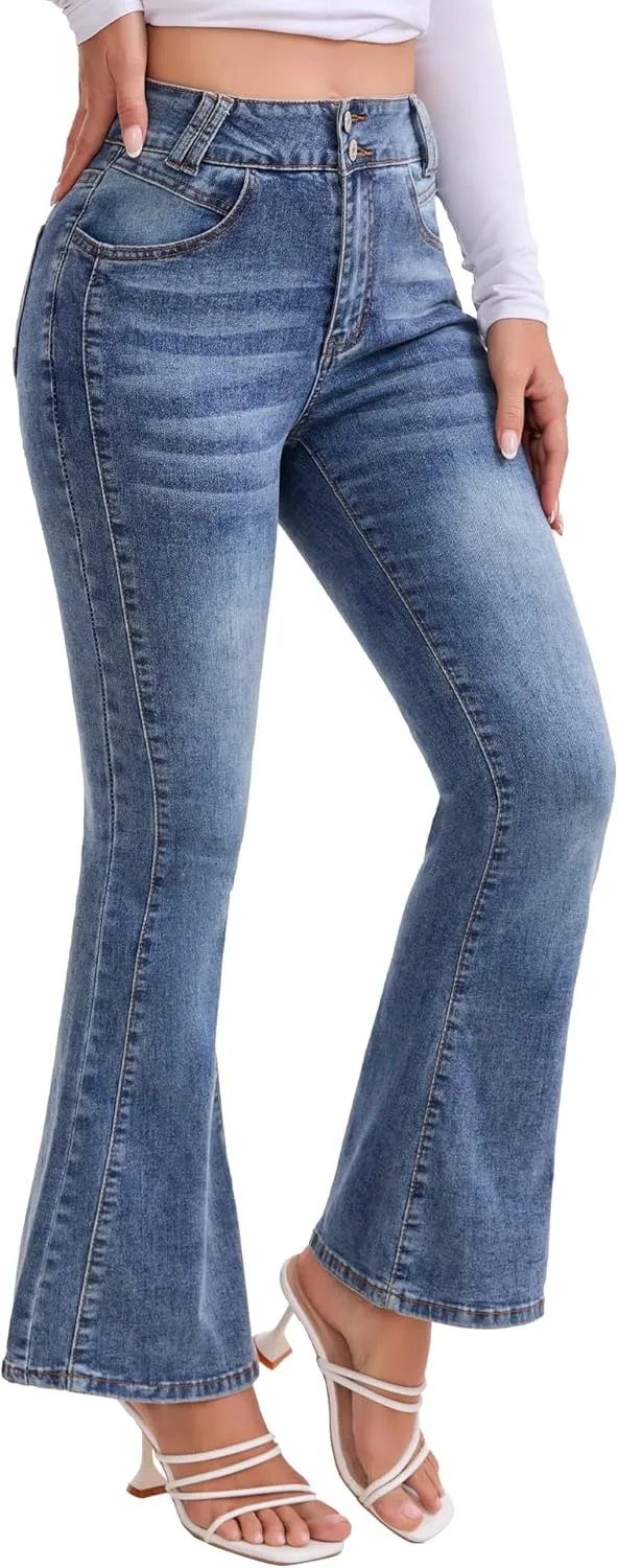 

Джинсы женские High Waisted Flared, Bell Bottom Bootcut, с двойной пуговицей ZMTUO