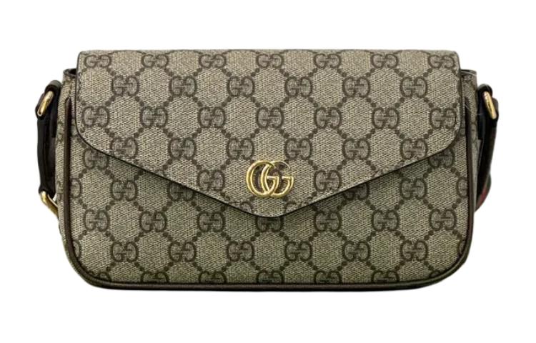 Женская миниатюрная сумка через плечо GUCCI Ophidia из канваса с кожаной отделкой — фото 2