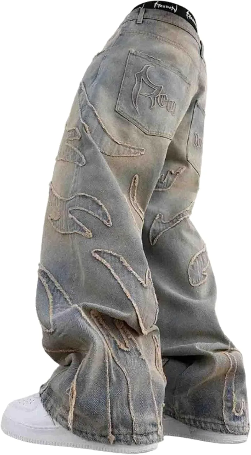 

Джинсы Y2K мужские в стиле хип-хоп с ретро-принтом Ethbox