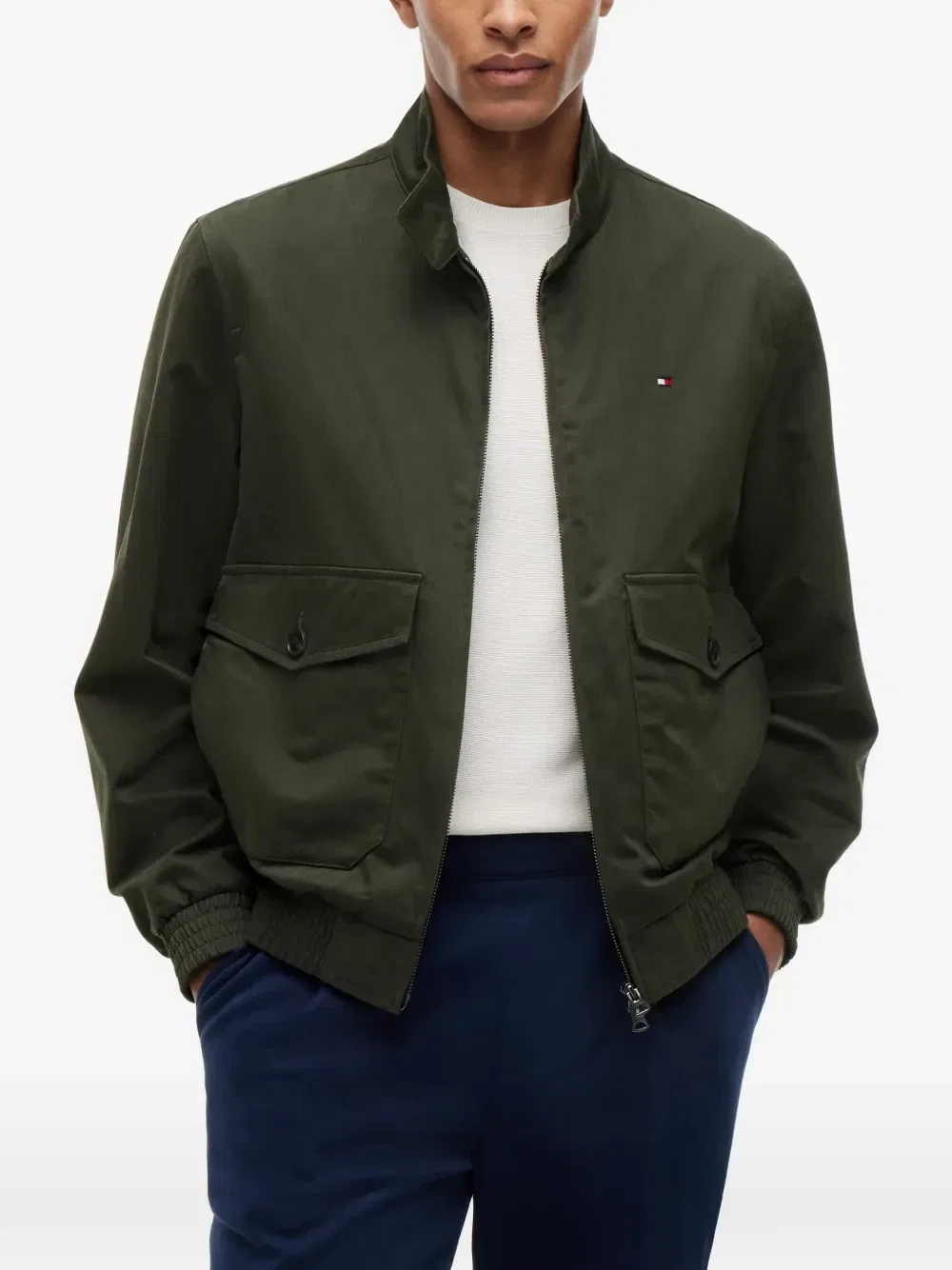 Куртка на молнии из хлопка с нашивкой-логотипом Tommy Hilfiger, зеленый — фото 3