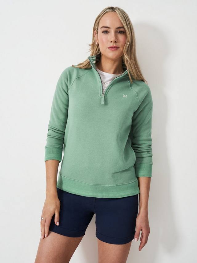 

Толстовка на молнии 1/2 дюйма Crew Clothing, цвет Mid Green