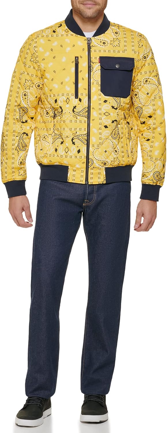 Мужская куртка-бомбер Levi's с ромбовидной стежкой, Yellow Bandana — фото 2