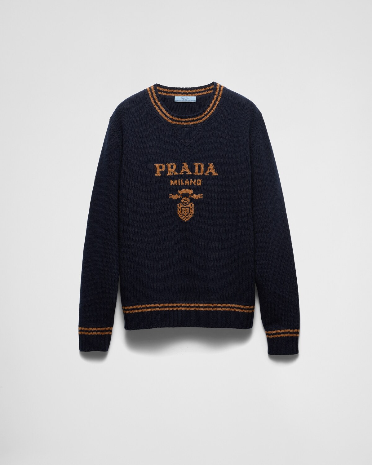 

Джемпер с круглым вырезом из шерсти и кашемира Prada, синий