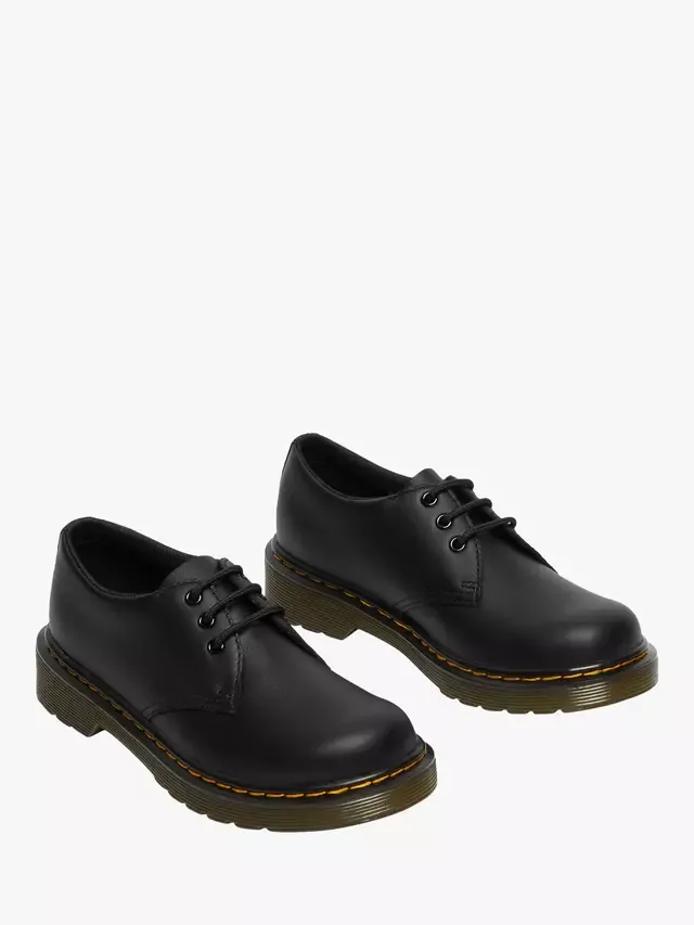 Детские кожаные туфли на шнуровке 1461, черные Dr. Martens — фото 3