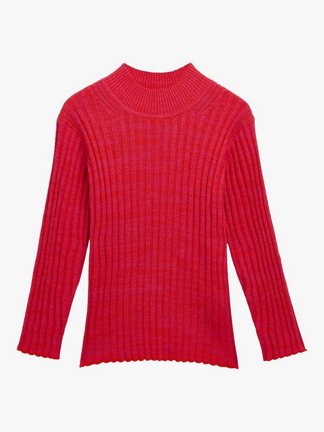 

Детский джемпер с высоким воротником из ребристого трикотажа Whistles, Pink