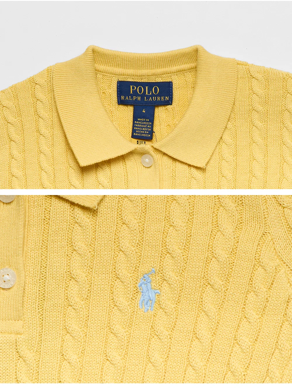 Детский хлопковый свитер-поло Minicbl желтый от Polo Ralph Lauren Children — фото 4