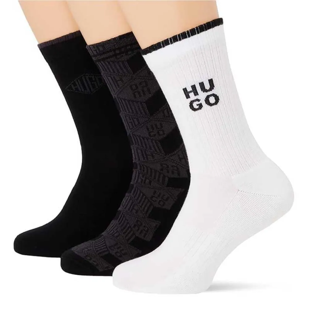 

Носки 3 шт HUGO Qs Rib Geo 01, белый