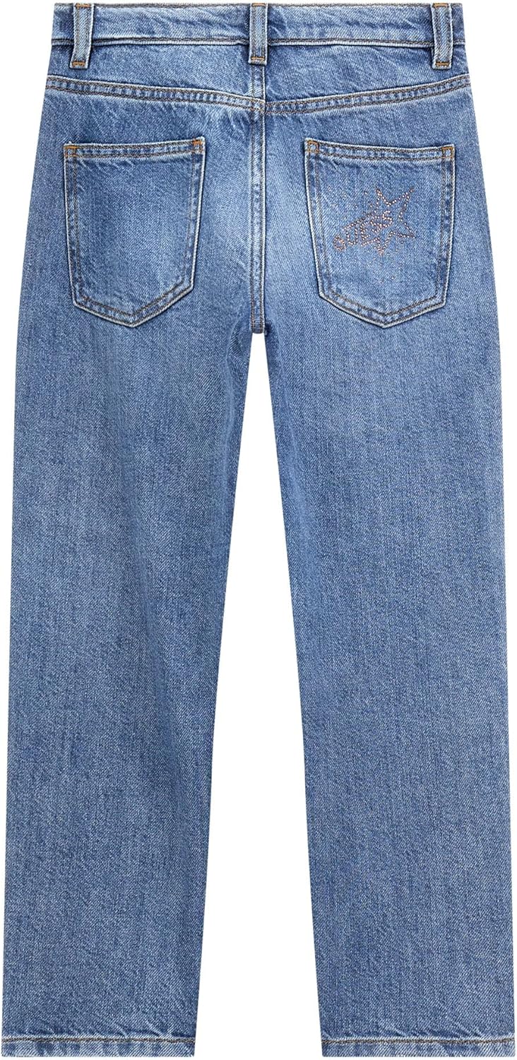 GUESS Girls' Tencel Denim Carpenter Pants, Indigo Bi Color Wash — фото 4