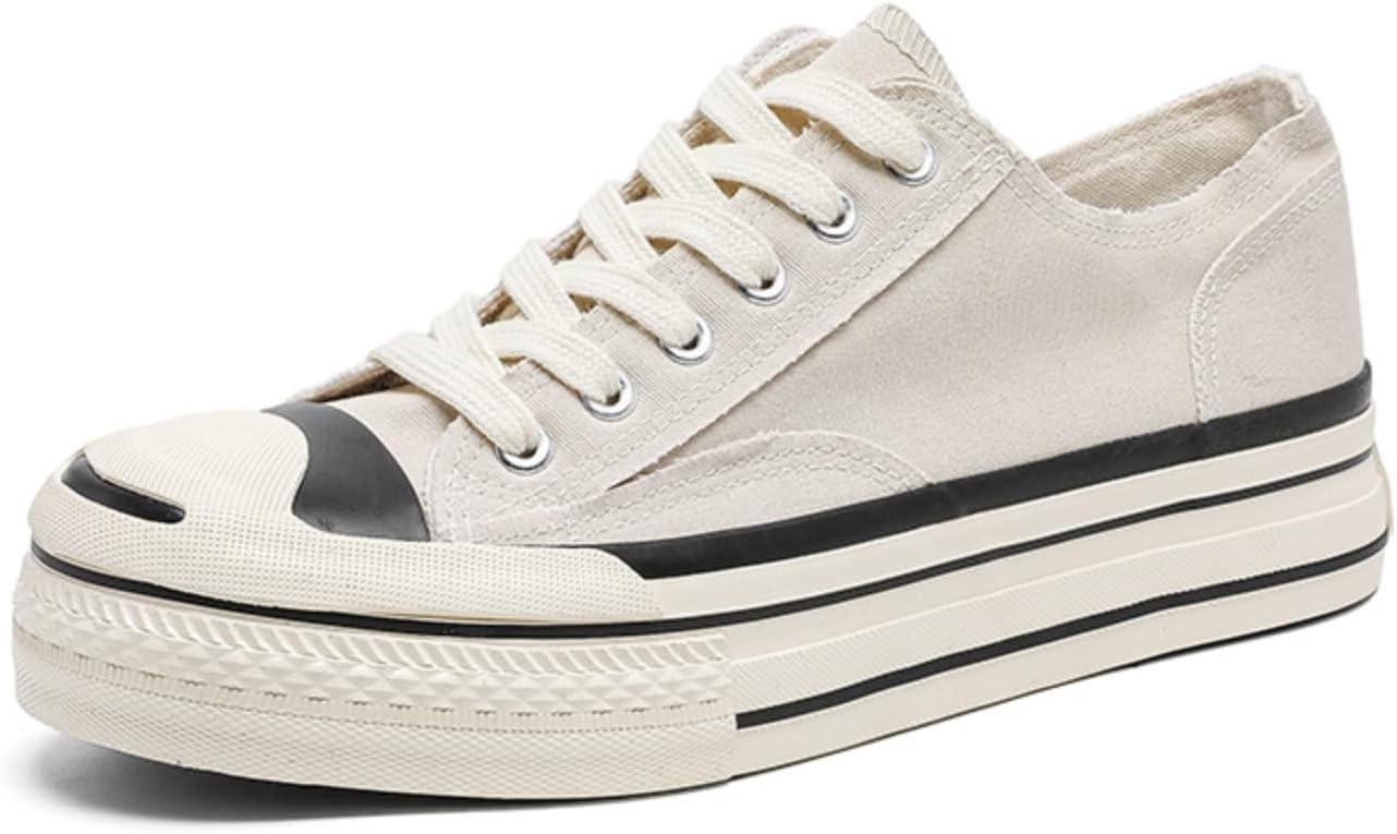 

Мужские кроссовки на платформе из холщовой ткани - на шнуровке, повседневная обувь с ретро-стилем, удобные и стильные для ежедневной носки, идеально подходят для мужской моды Aokisx, бежевый