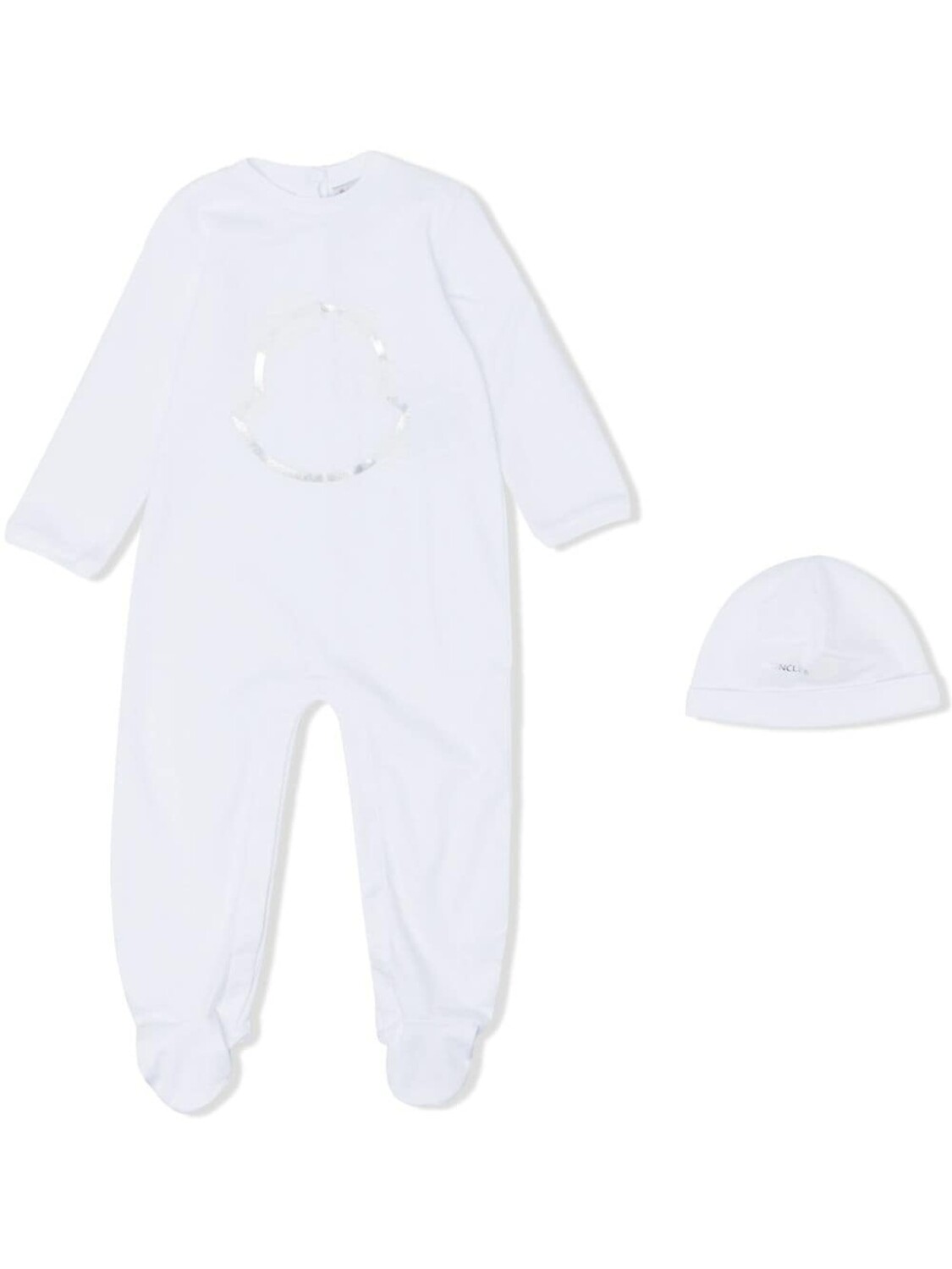 

Moncler Enfant комплект из пижамы и шапки с логотипом, белый