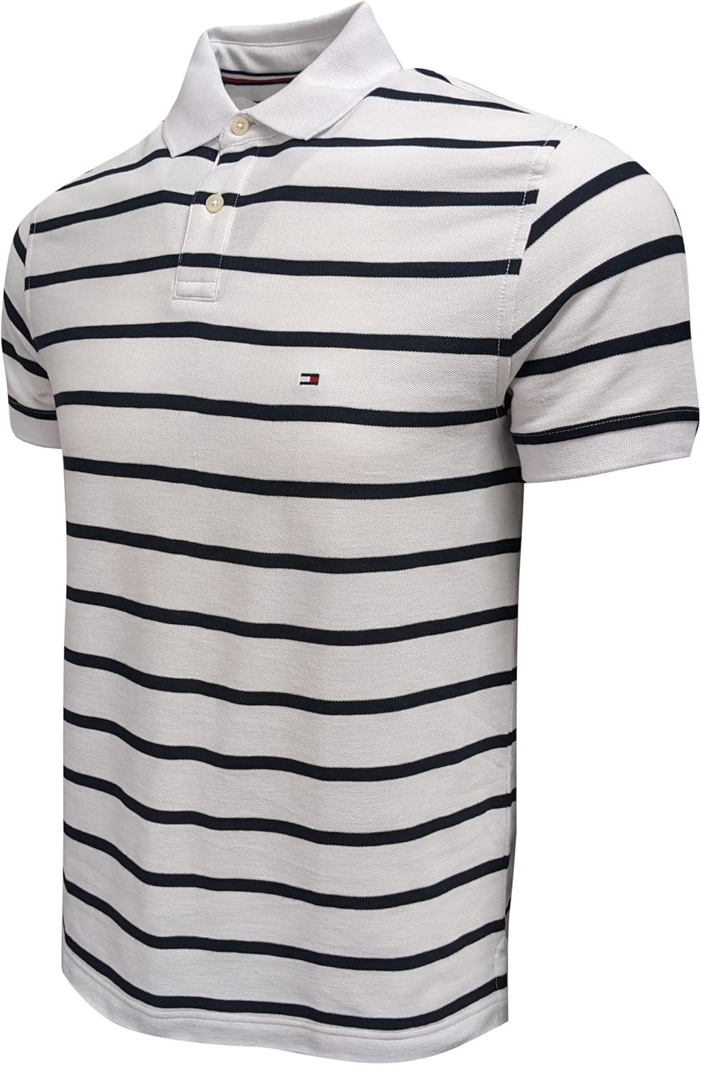 Мужские поло Tommy Hilfiger с коротким рукавом, классического кроя, с эластичными вставками и флагами, White/Navy — фото 3