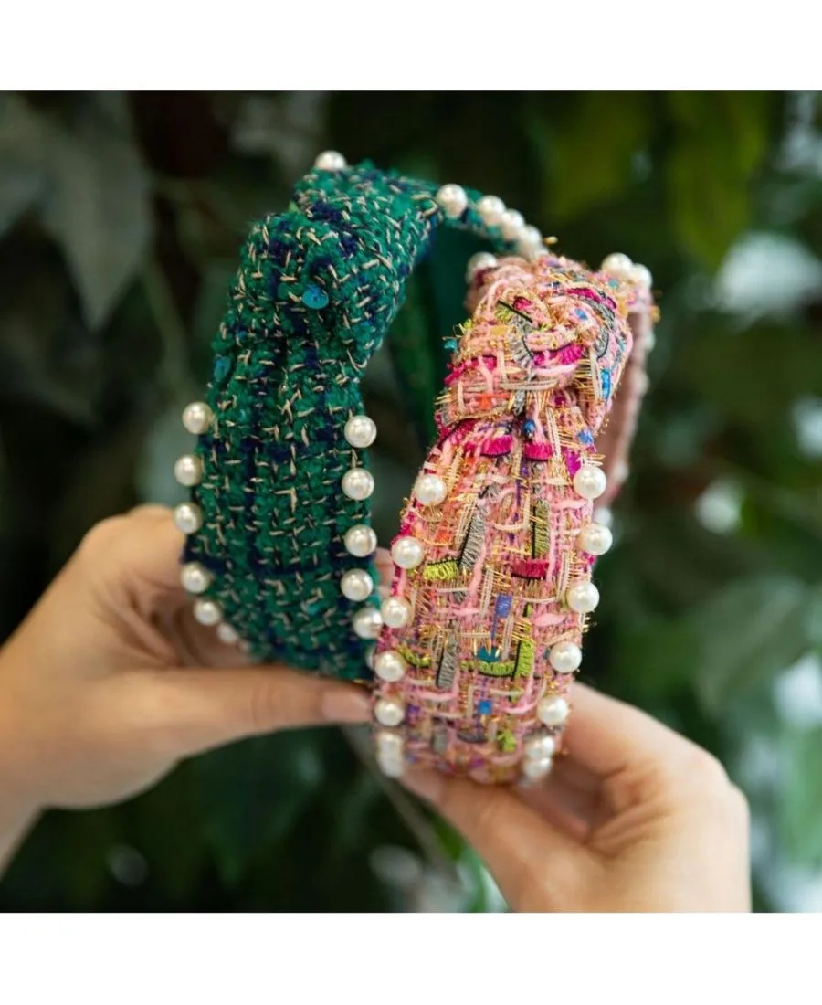 Headbands of Hope Женская повязка на голову It Girl с жемчугом - бирюзовая — фото 3