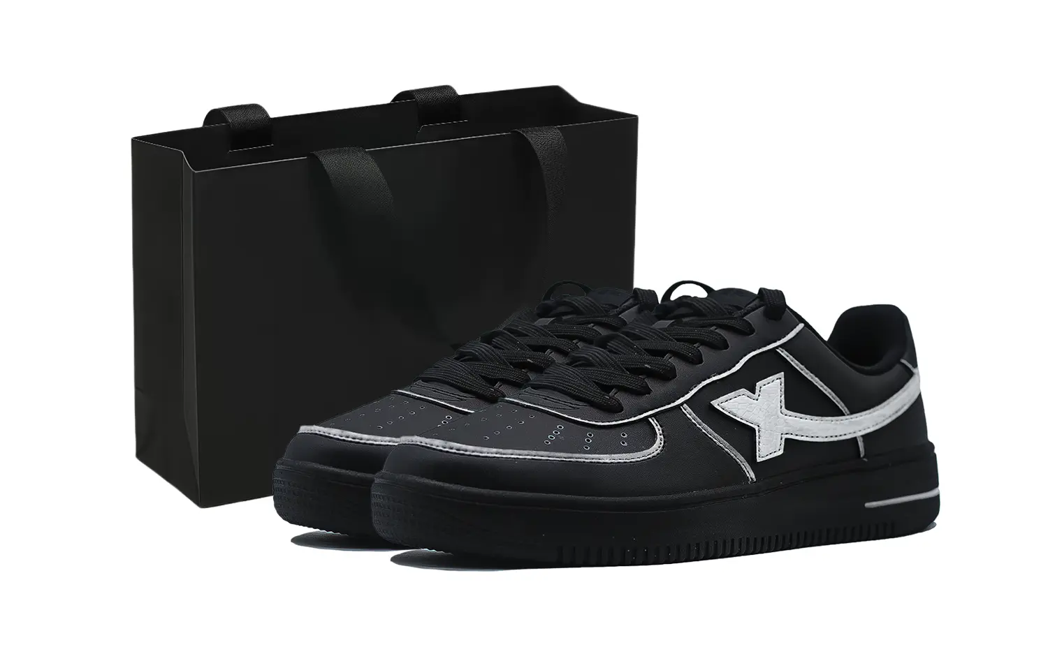 

XTEP Кроссовки для скейтбординга Air Force One Abrasion Resistant Balance Low Top мужские, черный серебристый