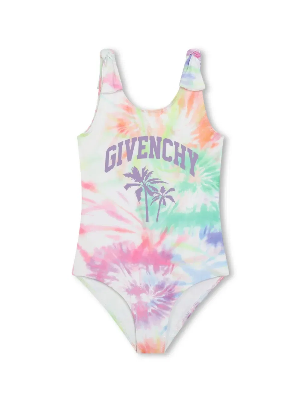 Купальник с принтом в стиле тай-дай и логотипом Givenchy Kids, белый