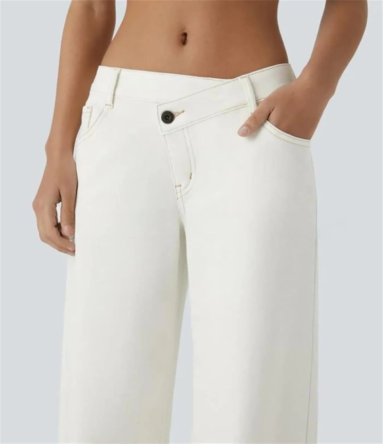 Женские джинсы Stretch Straight Leg, асимметричные низкие свободные — фото 4
