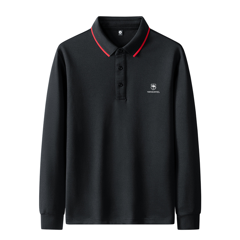 

Свитшот мужской с воротником-поло, умеренно приталенный, Regular VanCamel, черный