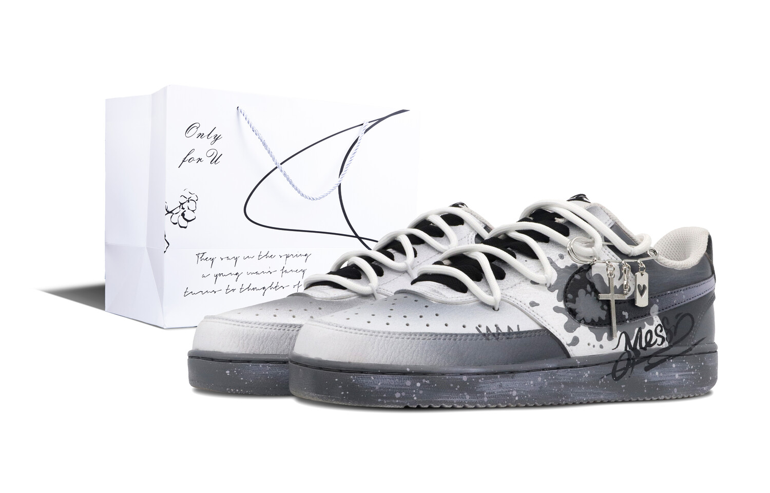 

Кроссовки Nike Court Vision 1 Skateboarding Shoes Men Low-top White, цвет Ashes of the End Times