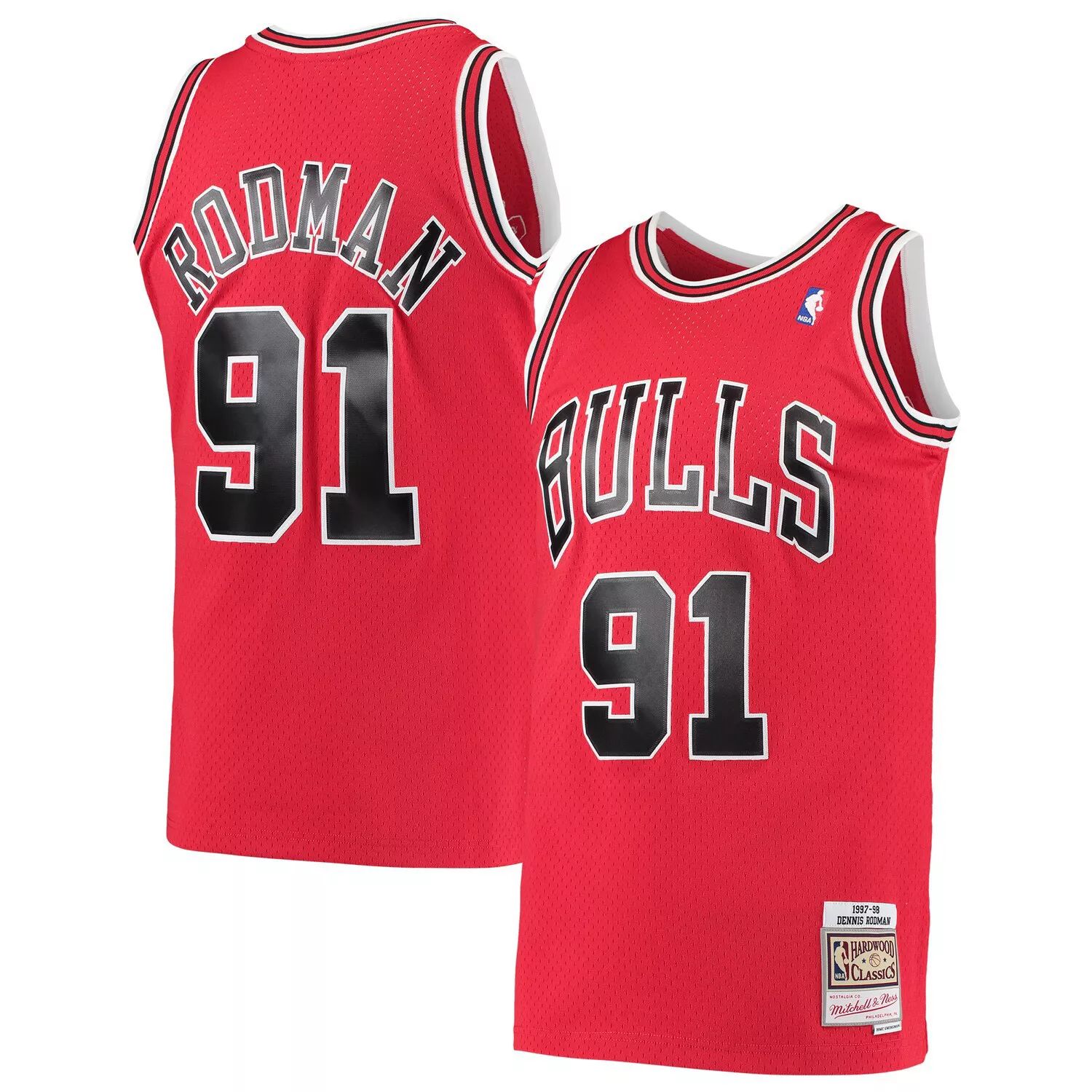 

Мужская майка Mitchell & Ness Dennis Rodman Red Chicago Bulls Hardwood Classics 1997-98 Swingman