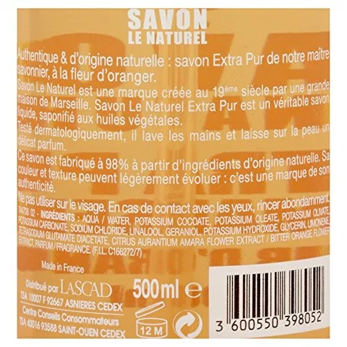 Жидкое мыло Savon le Naturel Extra Pur de Marseille с цветком апельсина, 3 шт. Savon Le Naturel — фото 4