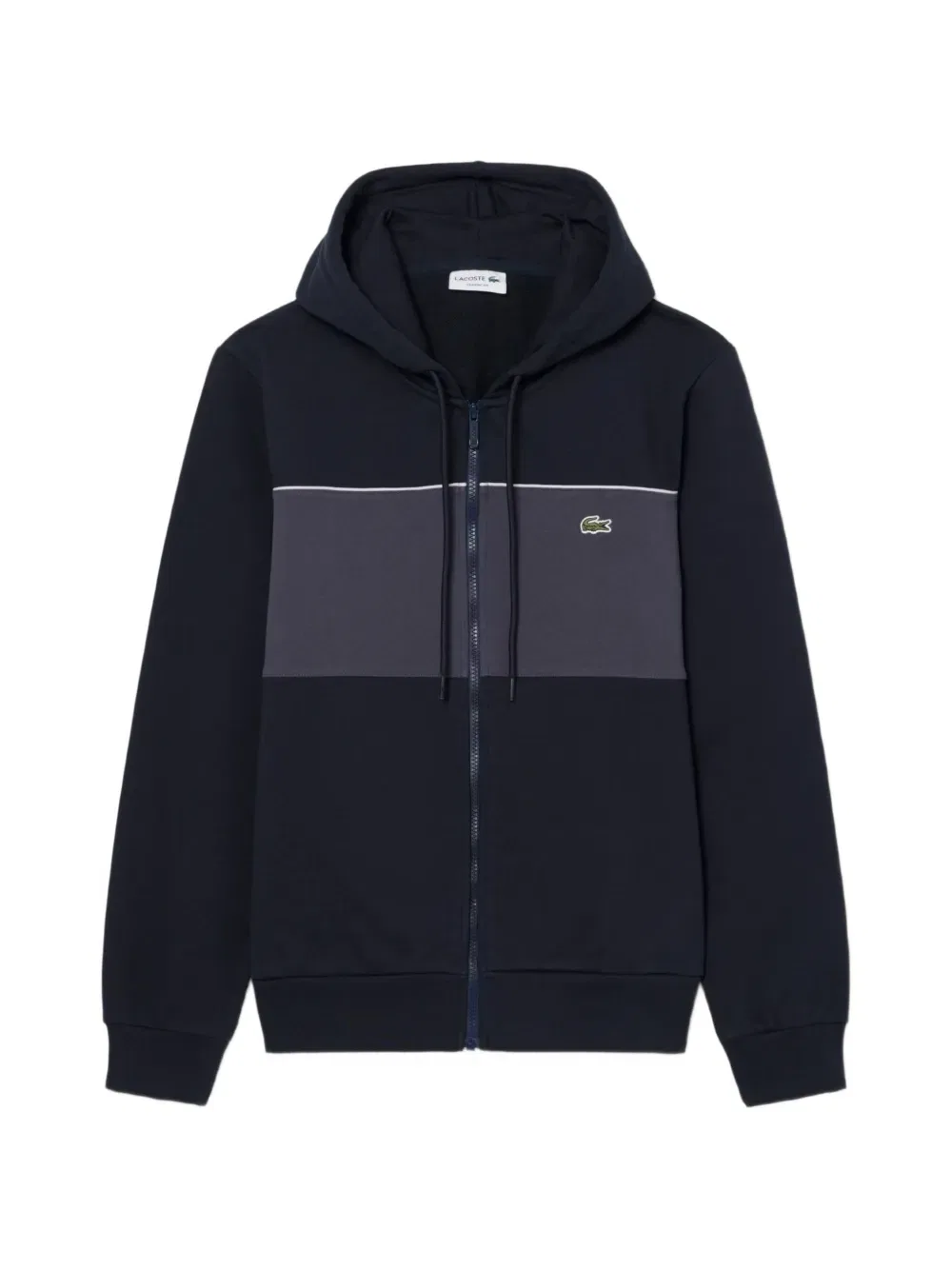 Хлопковая толстовка на молнии с цветовыми блоками Lacoste, синий