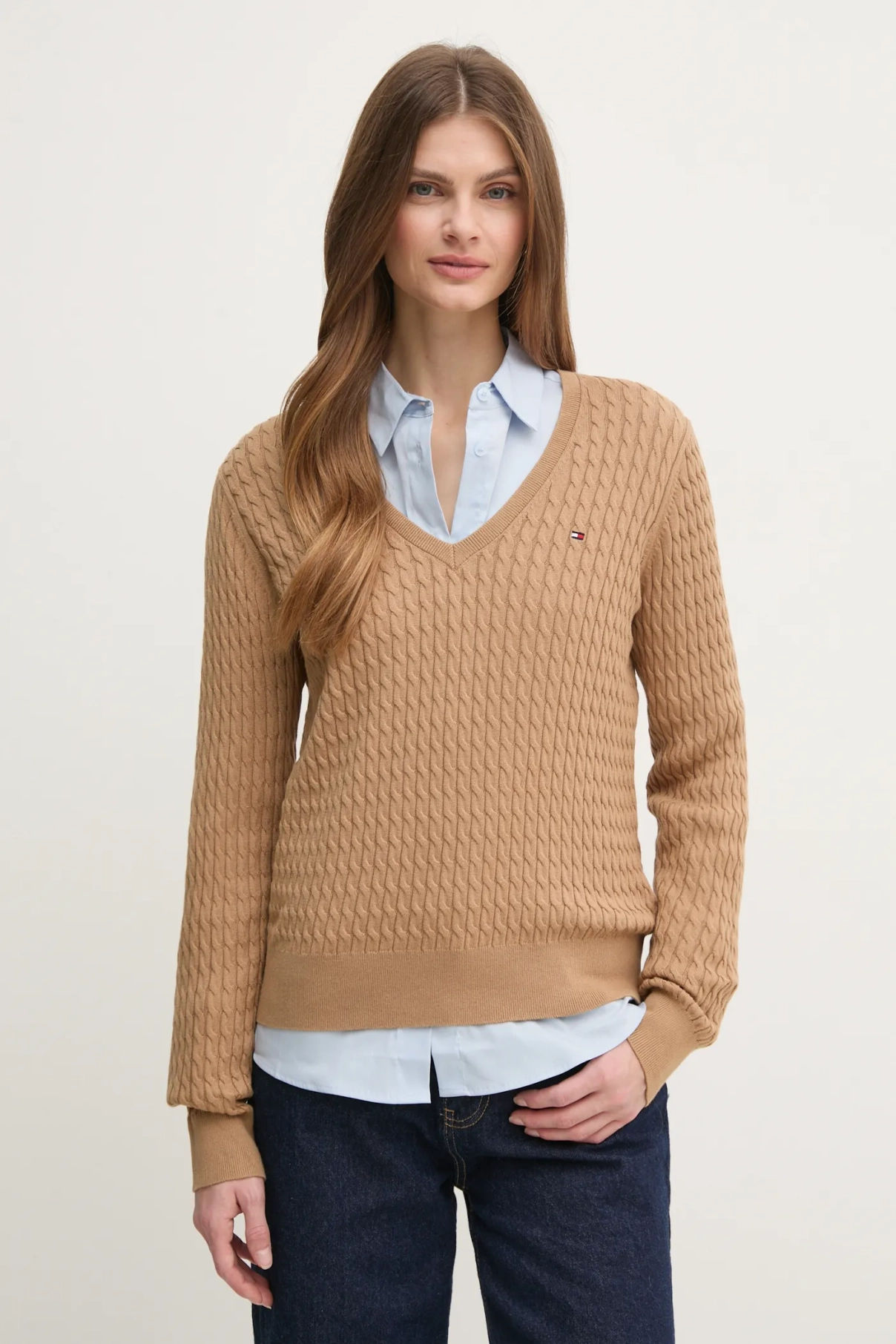

Хлопковый свитер Tommy Hilfiger, коричневый