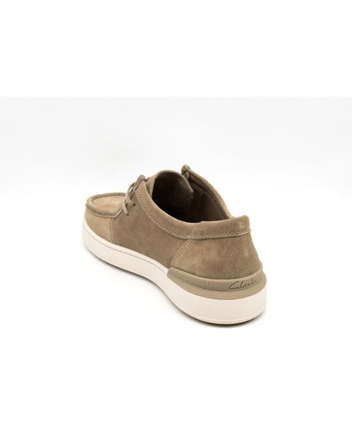 Бежевые кроссовки на шнуровке для мужчин Clarks, бежевый — фото 4