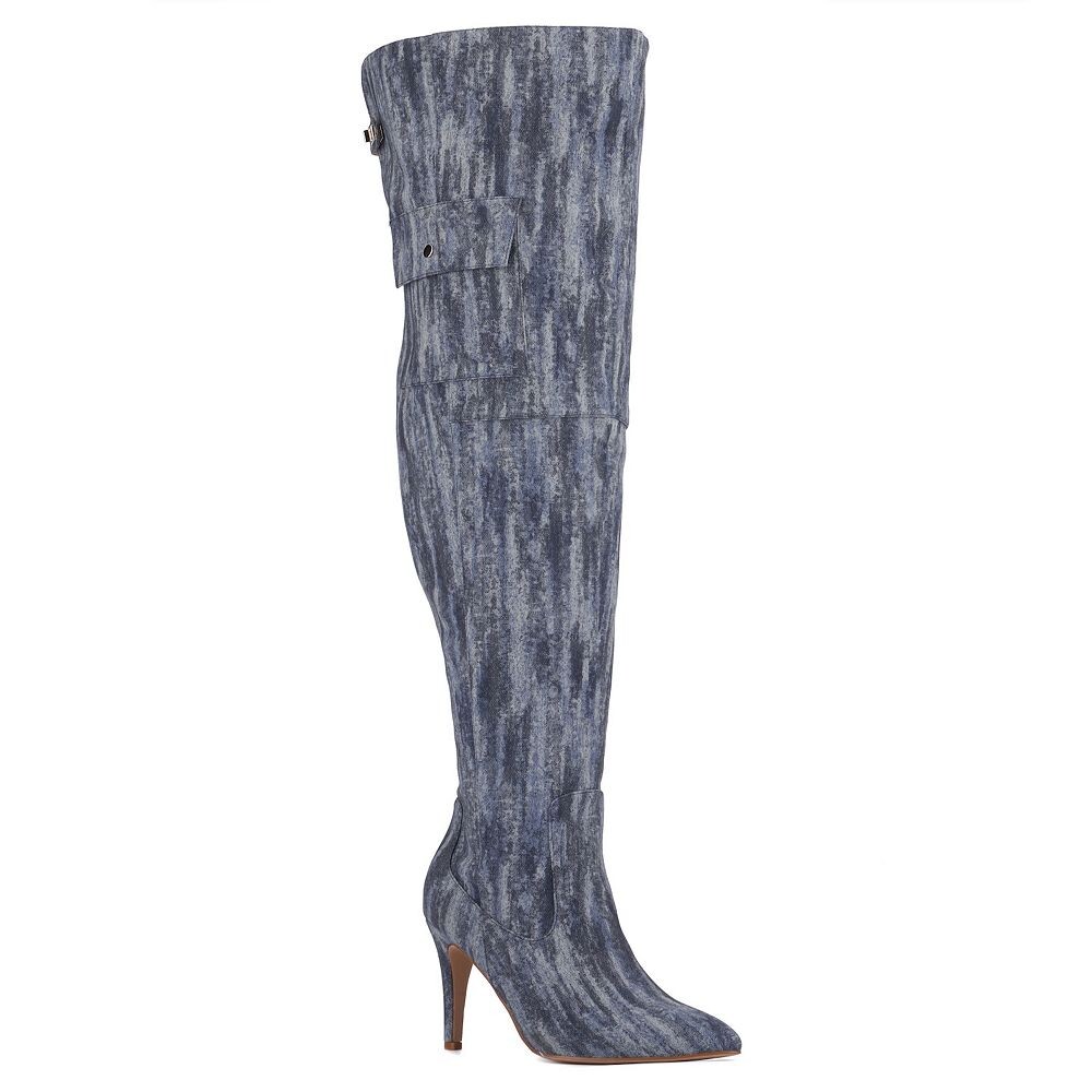 

Женская мода на фигуру Scarlet Широкие сапоги до бедра Fashion to Figure, цвет Blue Denim