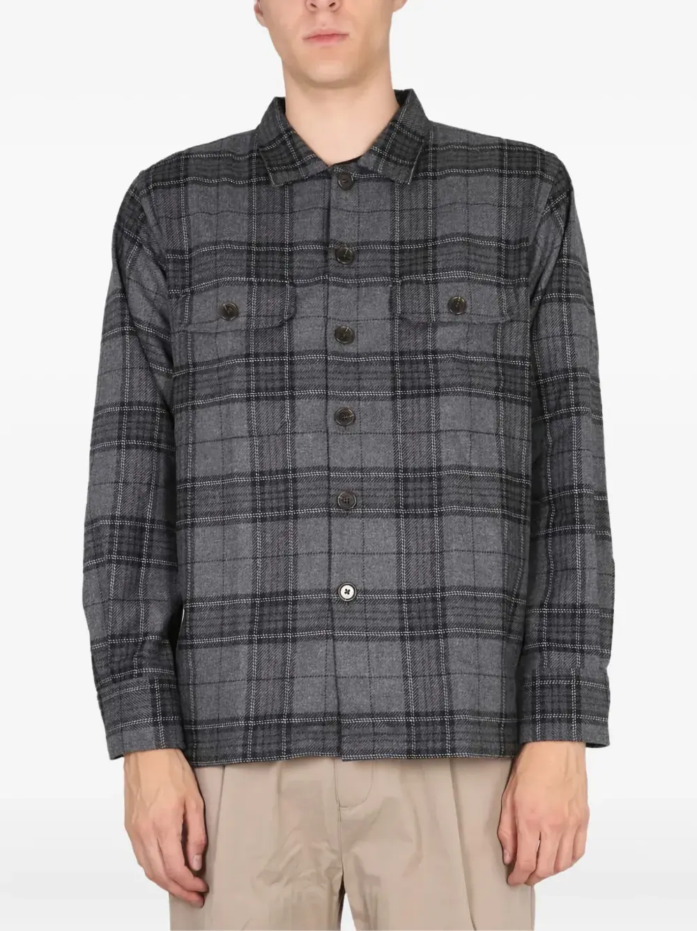 

Клетчатая рубашка на пуговицах Universal Works, серый