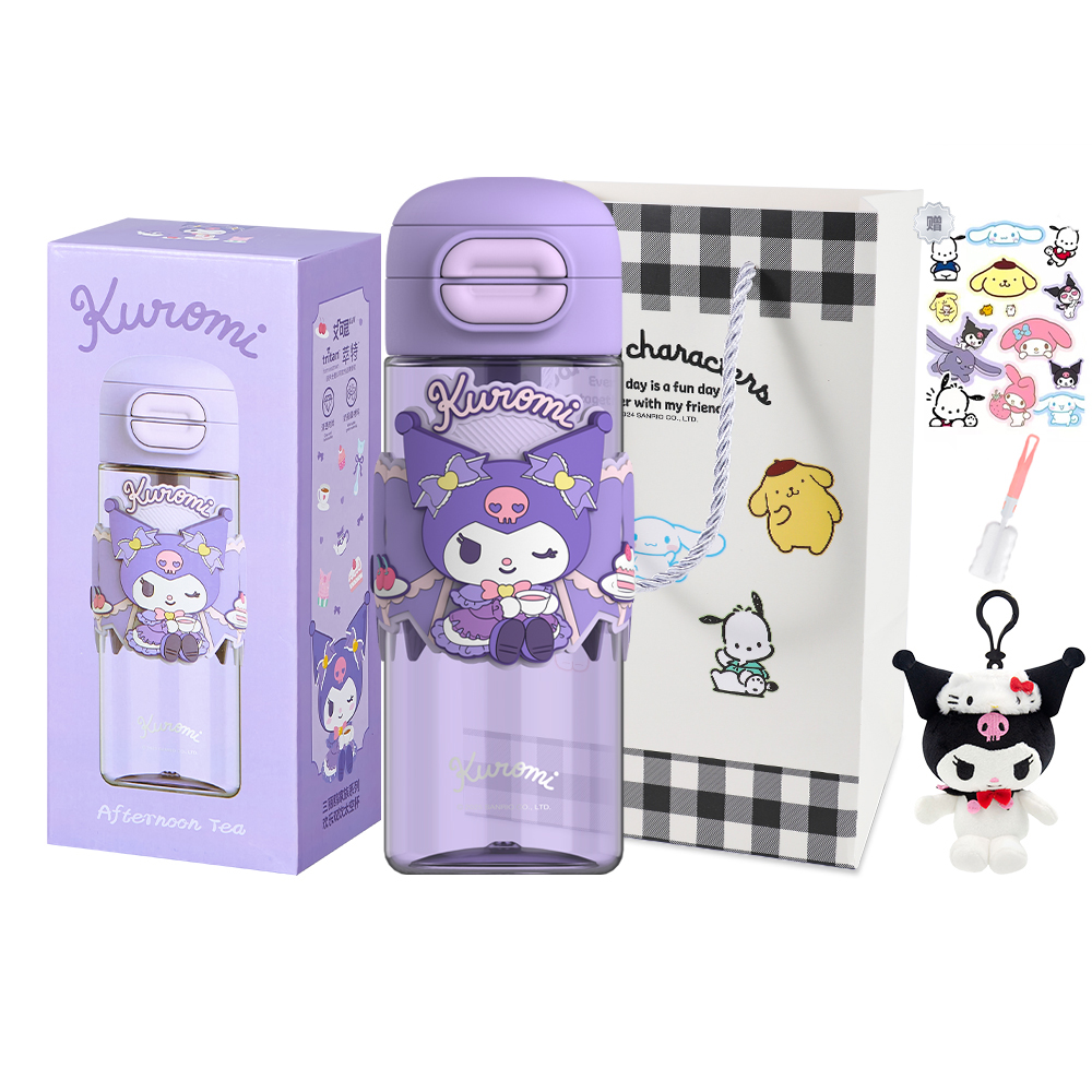

Пластиковый стакан Kulomi 630 мл Sanrio, Kuromi Water Cup+Shopping Bag+Cup Brush Stickers+Doll