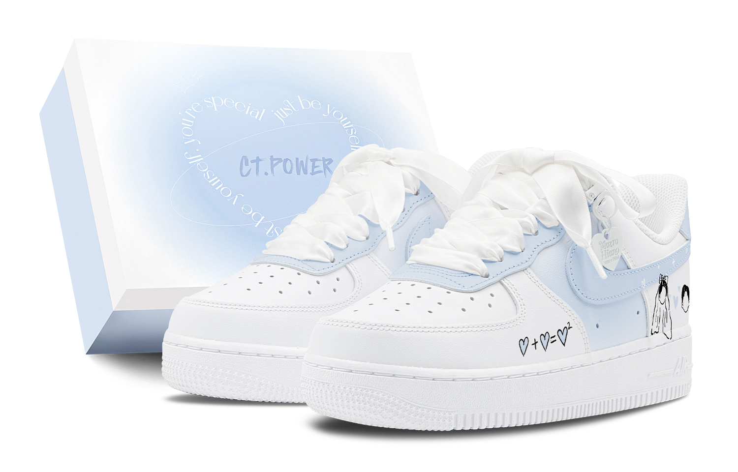

Nike Кроссовки Air Force 1 с противоскользящим покрытием, износостойкие, низкие, мужские, белые, синие