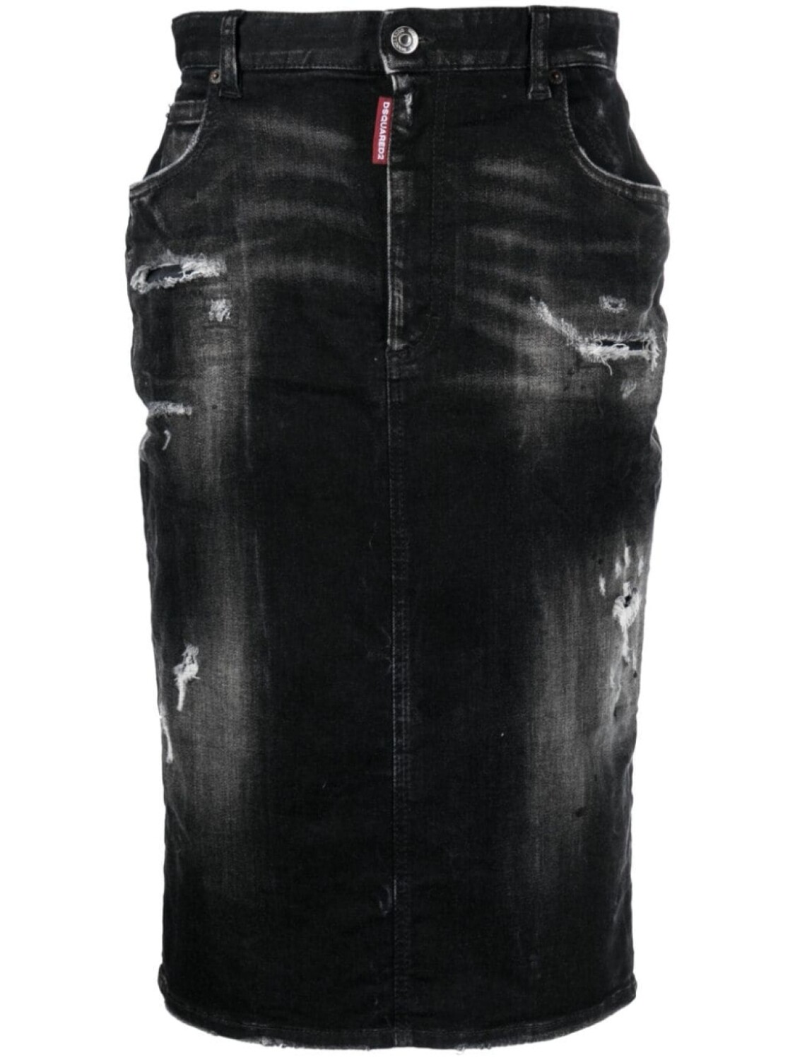 

Dsquared2 юбка миди с эффектом потертости, черный