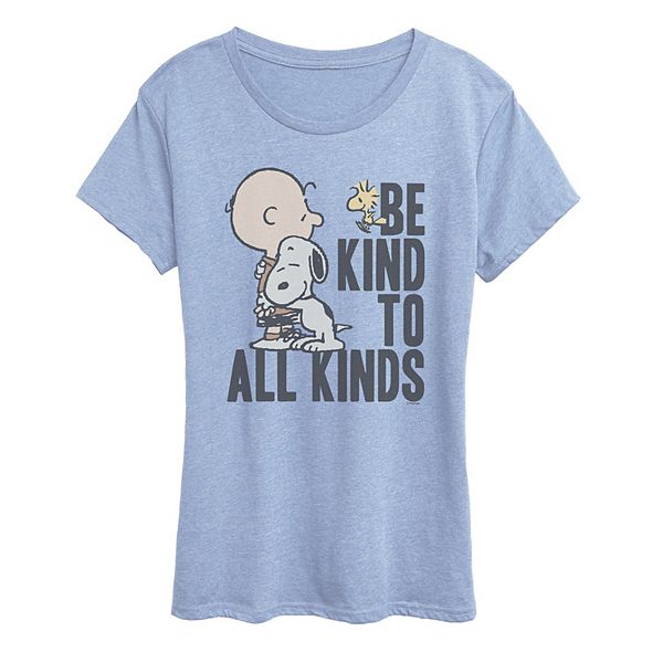 

Футболка с принтом Women's peanuts be kind to all kinds Licensed Character, Heather Chambray Blue, Синий, Футболка с принтом Women's peanuts be kind to all kinds Licensed Character, Heather Chambray Blue