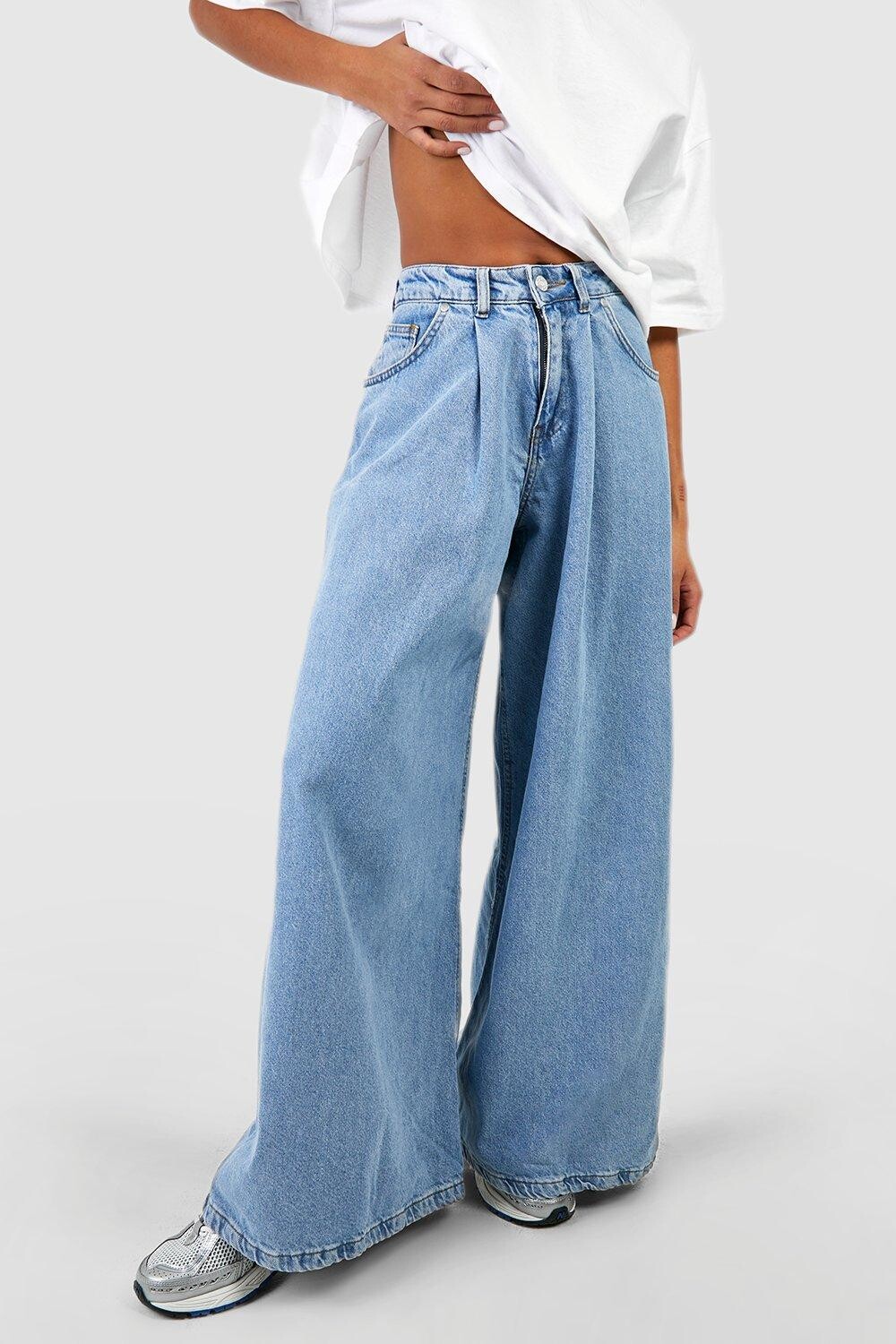 

Очень широкие джинсы Boohoo, синий