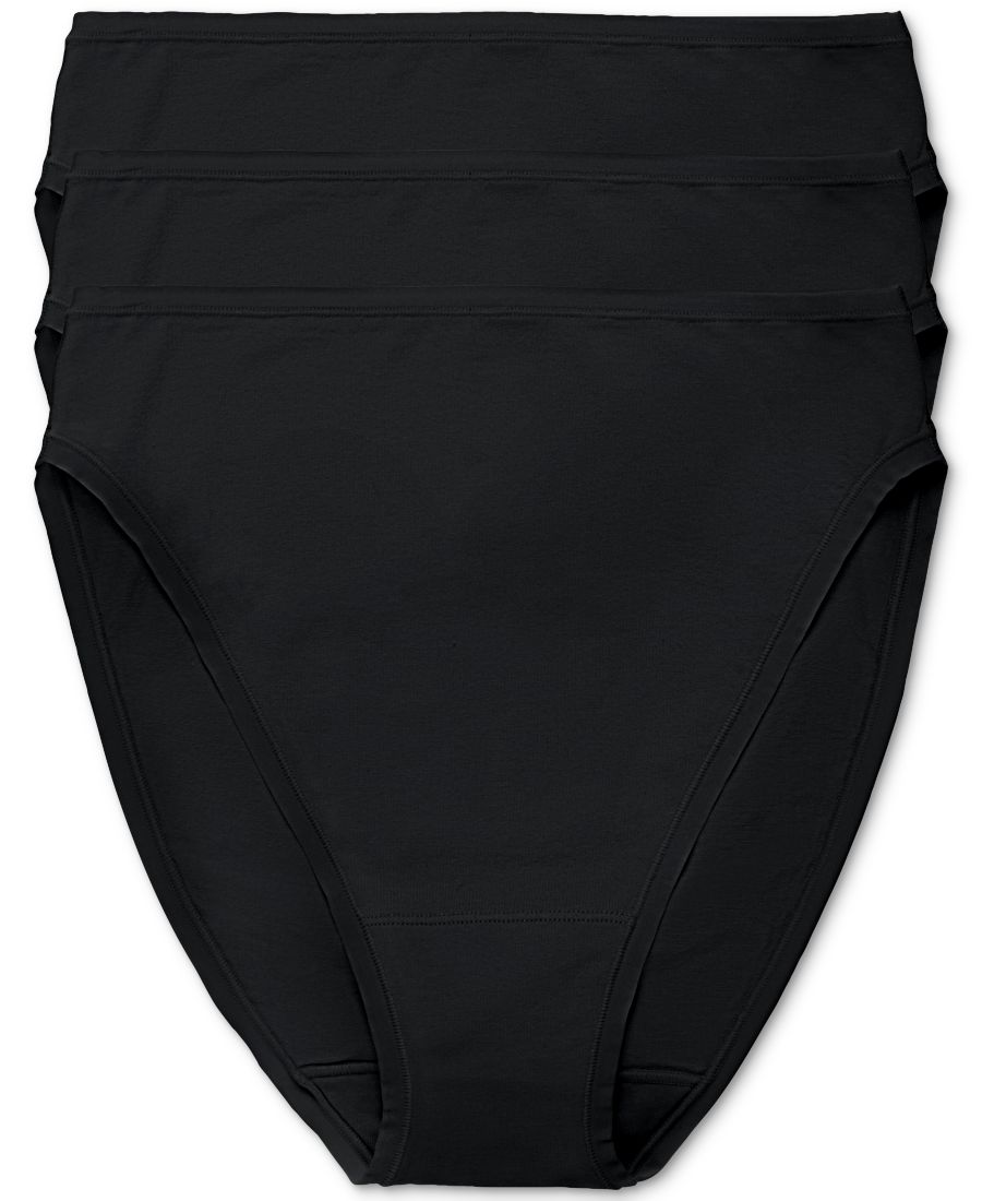 

Женские трусики с высокой посадкой из хлопка Bliss Bare, комплект из 3 штук, артикул 772346MP Natori, Black/Black/Black