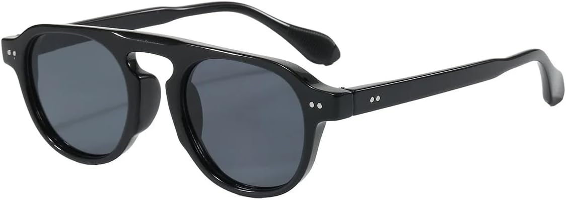 

Солнцезащитные очки для мужчин и женщин - защита UV400 - Rivets Punk, маленькая оправа, цветные линзы, для занятий спортом на открытом воздухе и вождения DSVIGF, Black