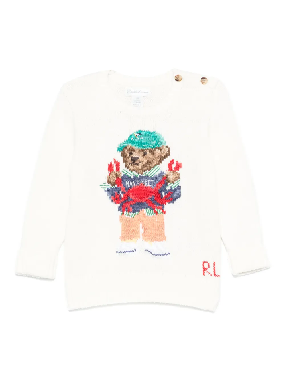 

Свитер вязки интарсия с логотипом POLO RALPH LAUREN KIDS, белый