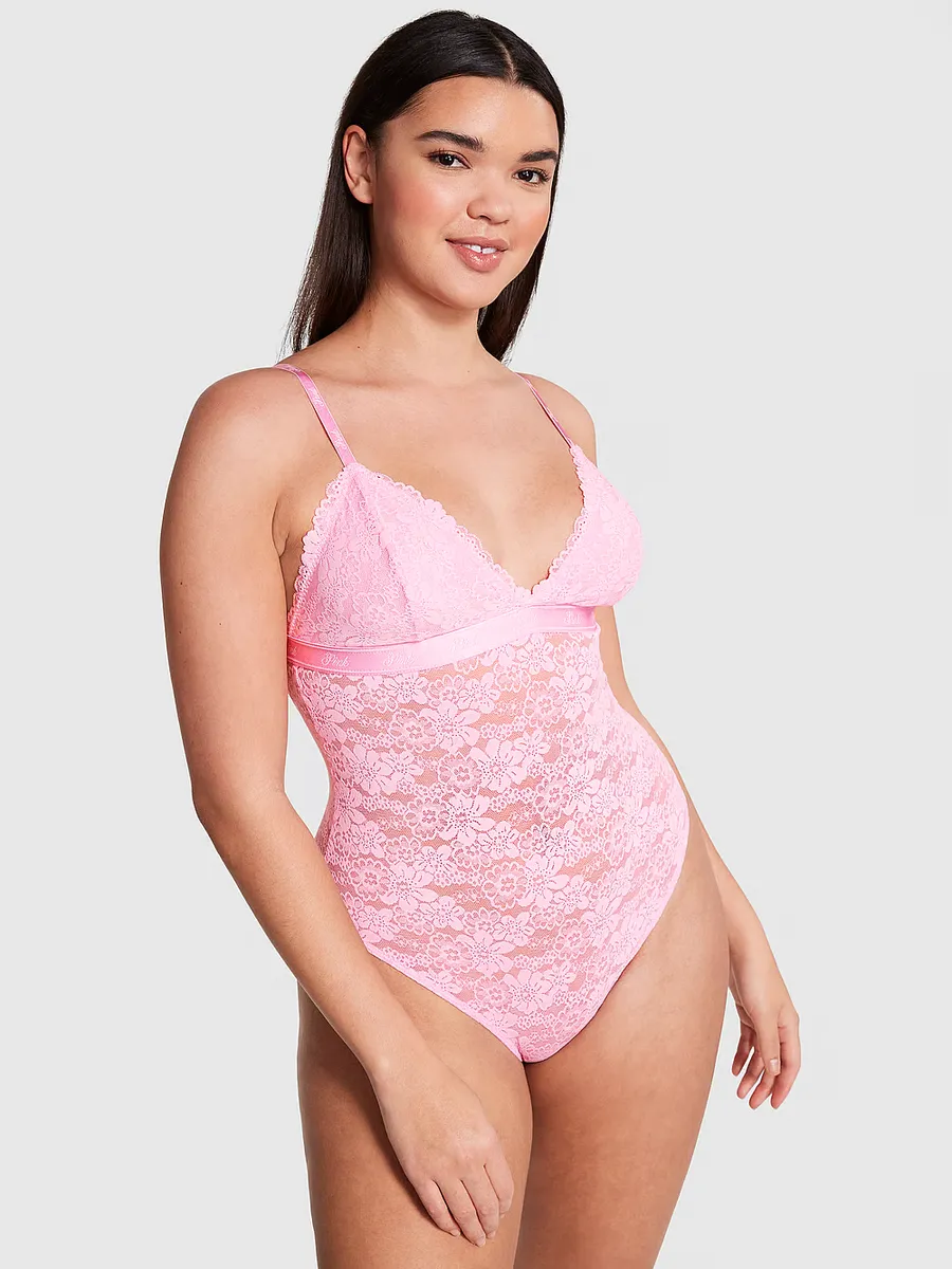 

Кружевное боди Wink без подкладки с треугольными чашечками Pink, розовый