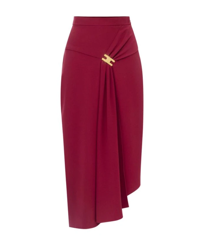 

Юбка из легкой креповой ткани со складками. Elisabetta Franchi, красный