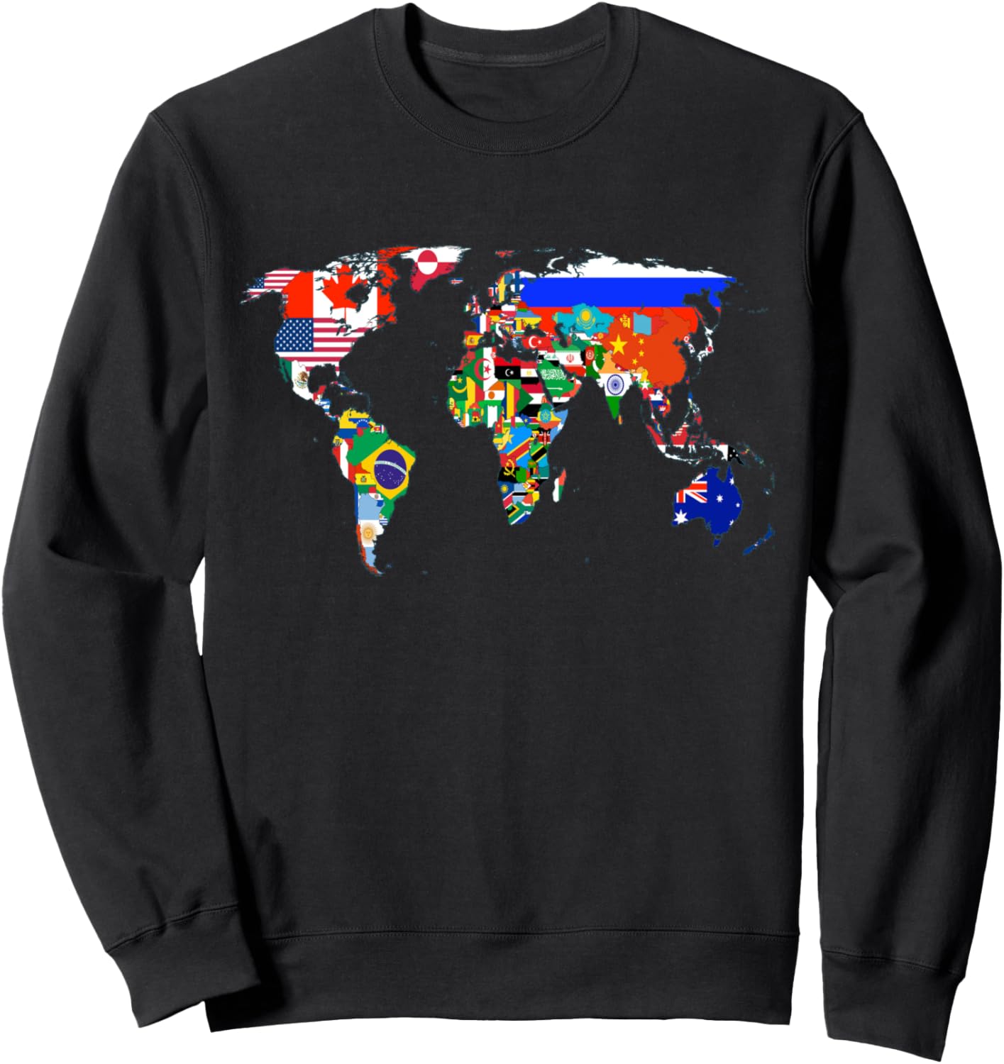 

Толстовка с изображением карты мира, флага и атласа World Map Flag Tees, черный