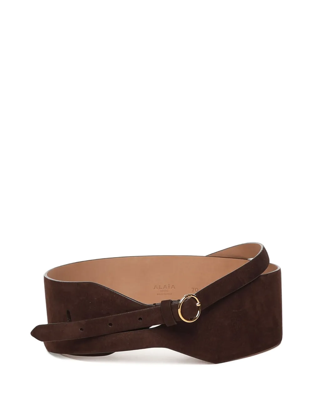 

Кожаный ремень с кольцевой пряжкой Alaïa, коричневый