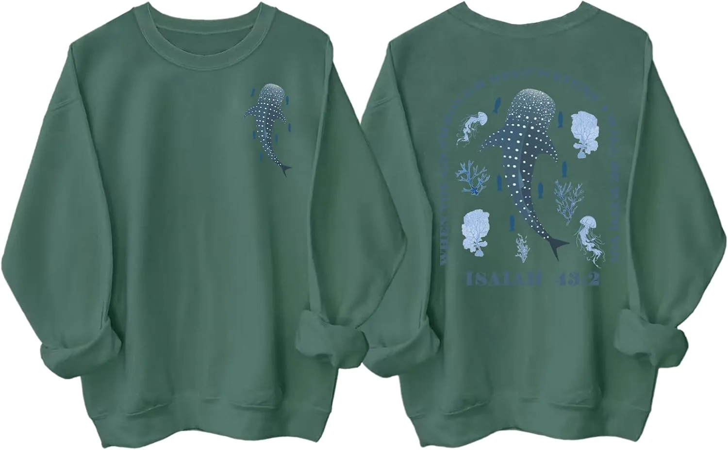 

Толстовка с китом и акулой When You Go Through Deep Waters