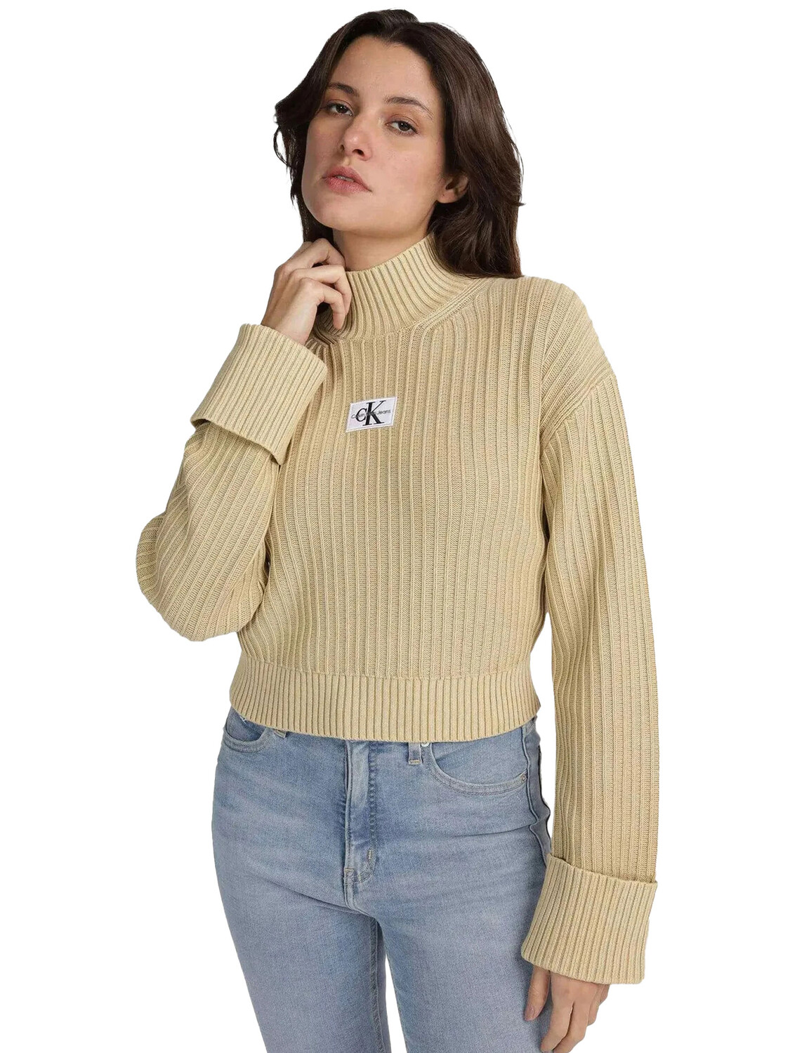 

Свитер maglioncino collo alto in cotone Calvin Klein, бежевый
