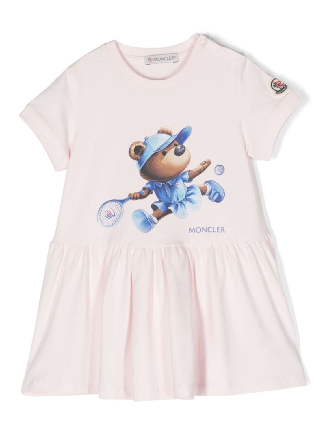 

Moncler Enfant расклешенное платье с принтом, розовый