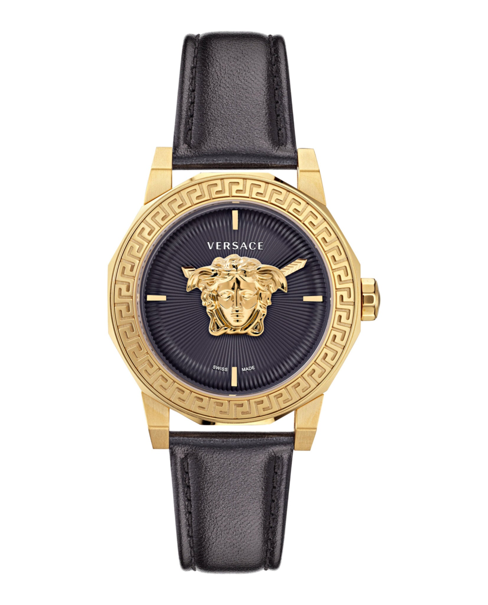 

Часы Medusa Deco из кожи Versace, черный/золотой/черный