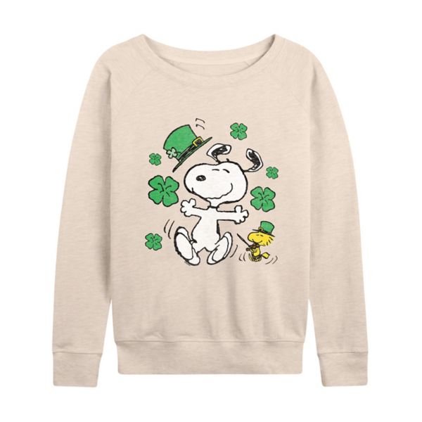 

Женская футболка с длинным рукавом Peanuts Snoopy в стиле Дня Святого Патрика из французского терри Licensed Character, бежевый