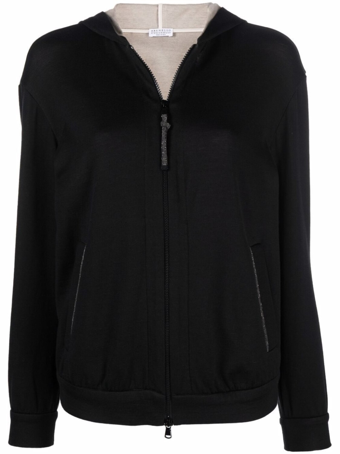 

Brunello Cucinelli худи на молнии с декором Monili, черный
