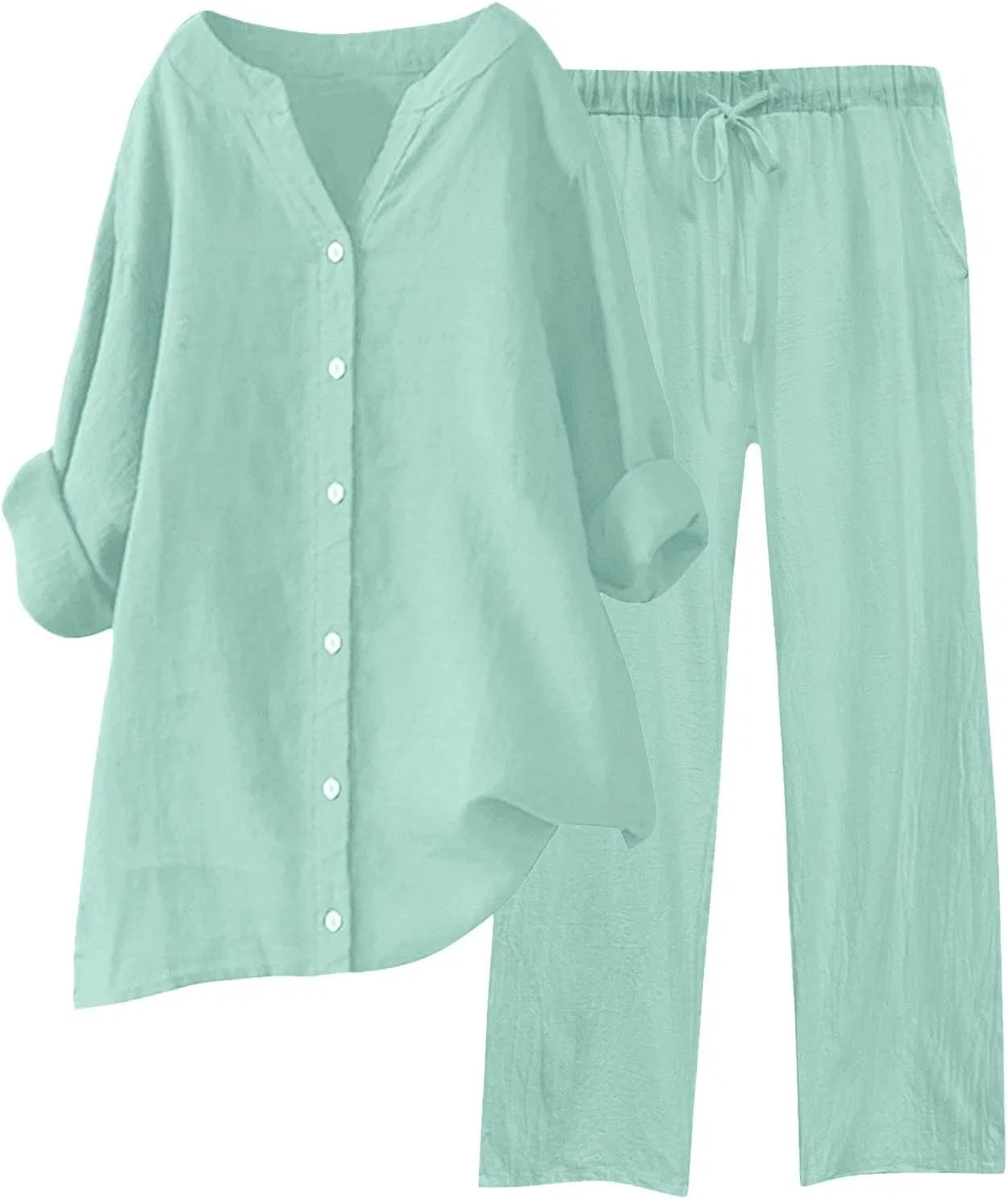 Спортивный костюм из льняной ткани, бренд Generic, цвет Z02-mint Green
